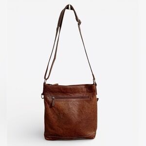 Vintage Jack Georges Large Cross Body Embossed Brown Leather Bag